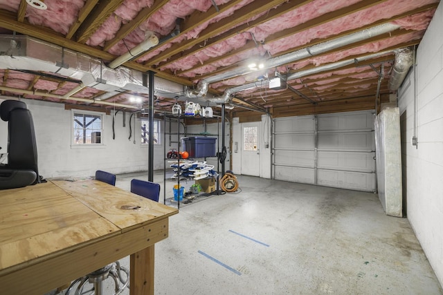 garage with a garage door opener