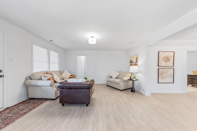 living room featuring light hardwood / wood-style flooring