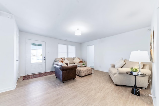 living room featuring light wood-type flooring