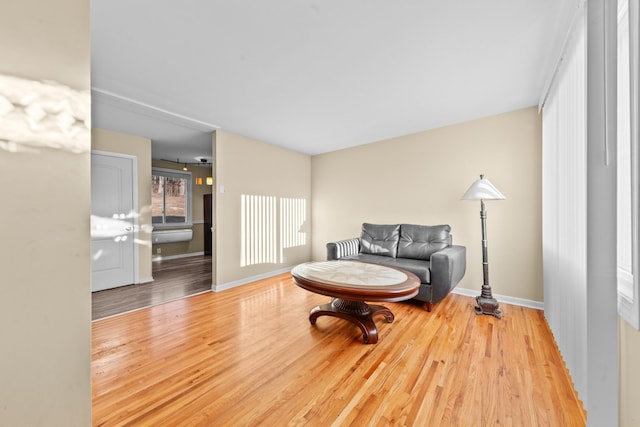 living area featuring light wood-type flooring