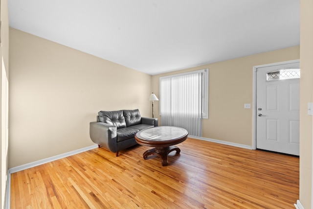 sitting room featuring light hardwood / wood-style floors