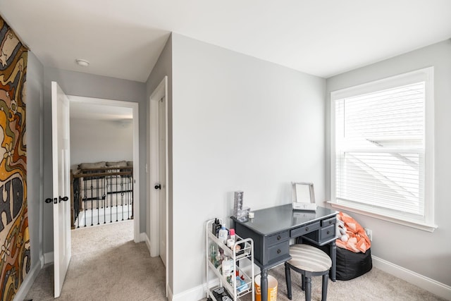 view of carpeted home office