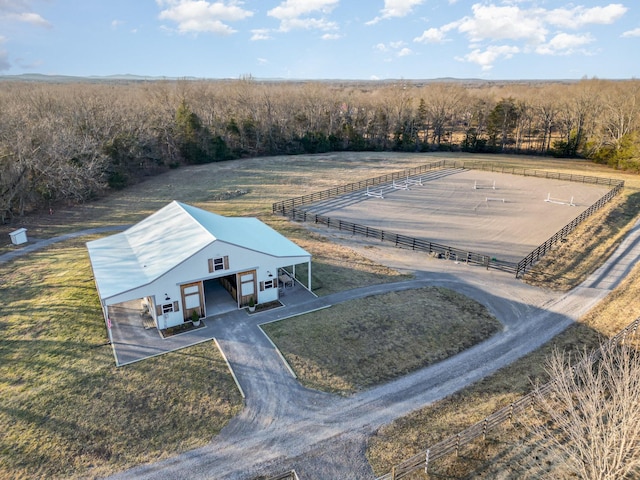 bird's eye view with a rural view