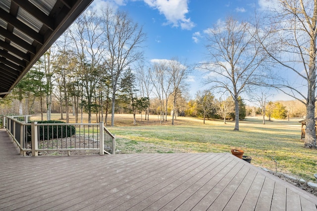 deck featuring a yard