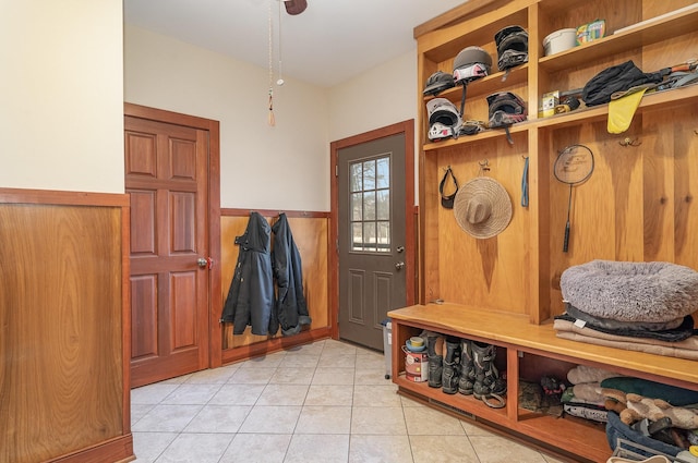 mudroom with light tile patterned floors