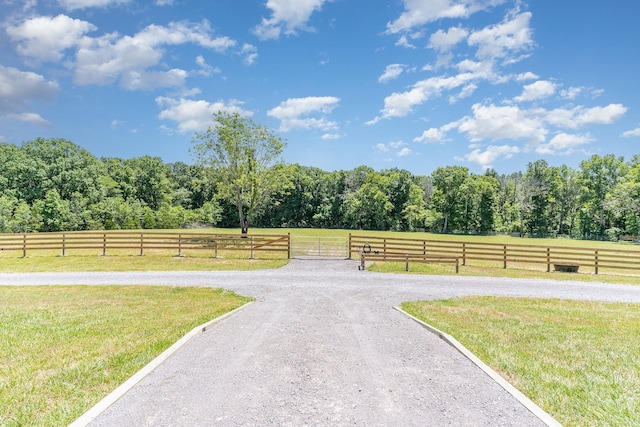 view of street featuring a rural view