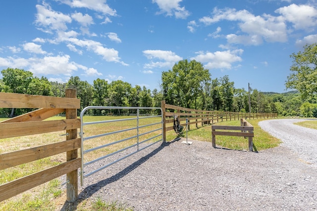 view of gate featuring a rural view