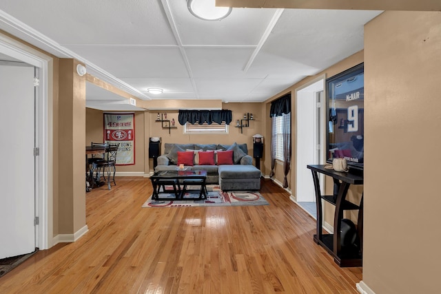 living room with hardwood / wood-style floors