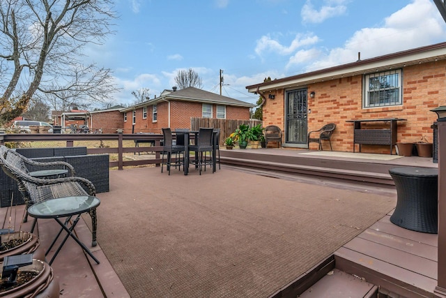 view of patio featuring a wooden deck