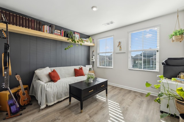 living room featuring light hardwood / wood-style flooring