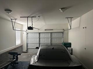 garage with a garage door opener