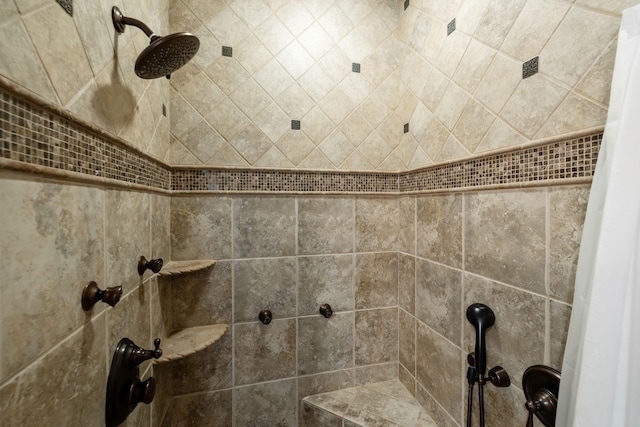 interior details with tiled shower