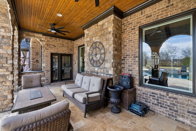 view of patio / terrace featuring an outdoor hangout area and ceiling fan