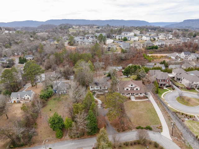 birds eye view of property featuring a mountain view