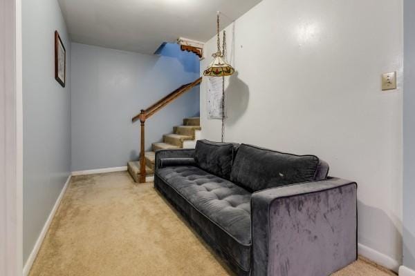 living room featuring carpet flooring