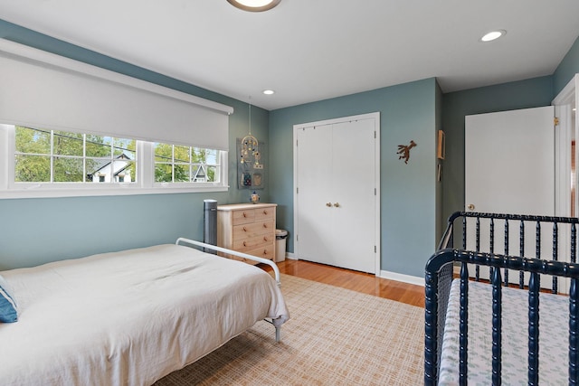 bedroom featuring light hardwood / wood-style floors