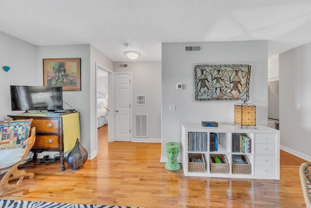 interior space with light hardwood / wood-style flooring