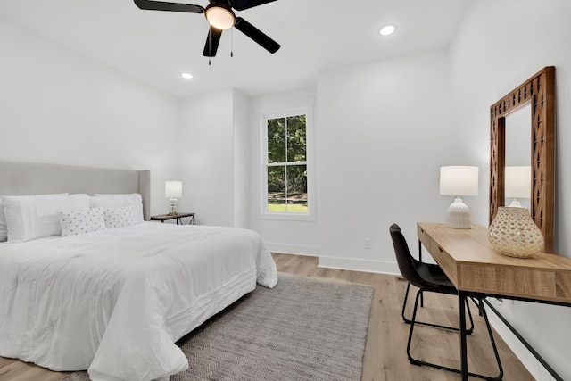 bedroom with light wood-type flooring