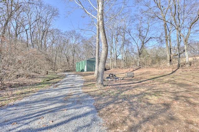 exterior space with an outbuilding