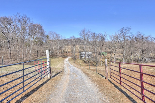 view of street featuring a rural view