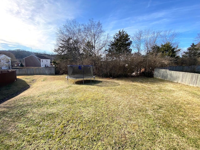 view of yard with a trampoline