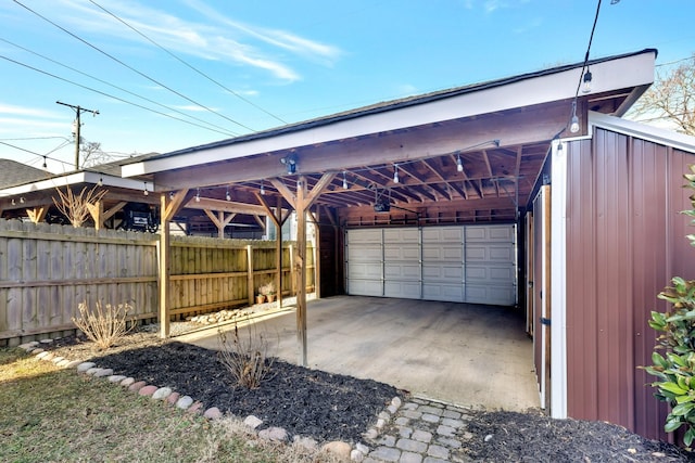 garage with a carport