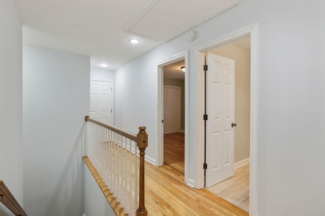 hall with light hardwood / wood-style flooring