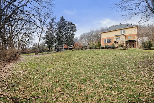 view of yard with a deck