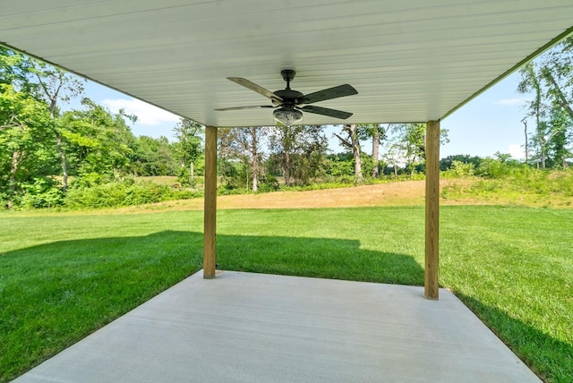 view of patio / terrace featuring ceiling fan