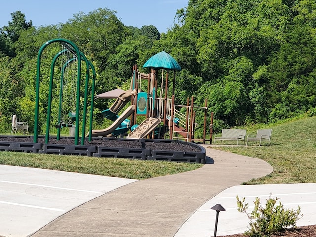 view of play area with a lawn