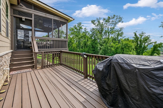 deck featuring area for grilling