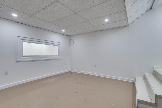 basement with a drop ceiling