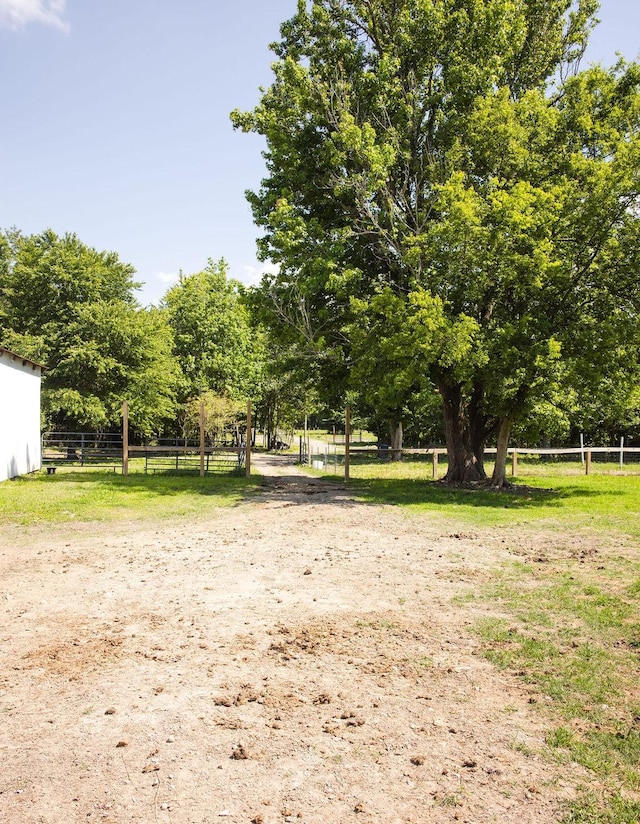 view of yard with a rural view