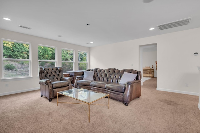 living room with light carpet