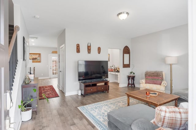 living room featuring hardwood / wood-style flooring