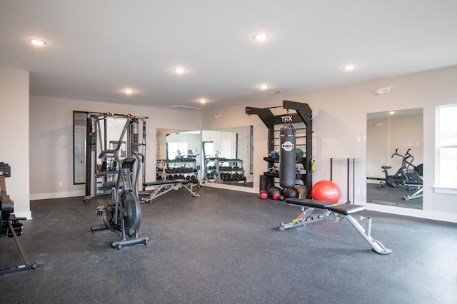 exercise room with a wealth of natural light