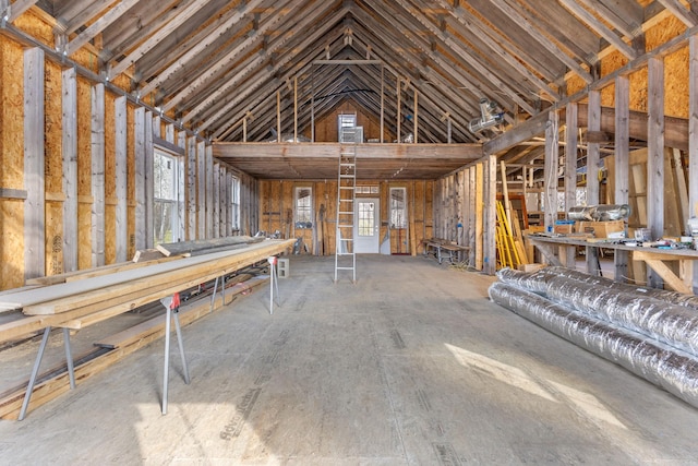 misc room with vaulted ceiling