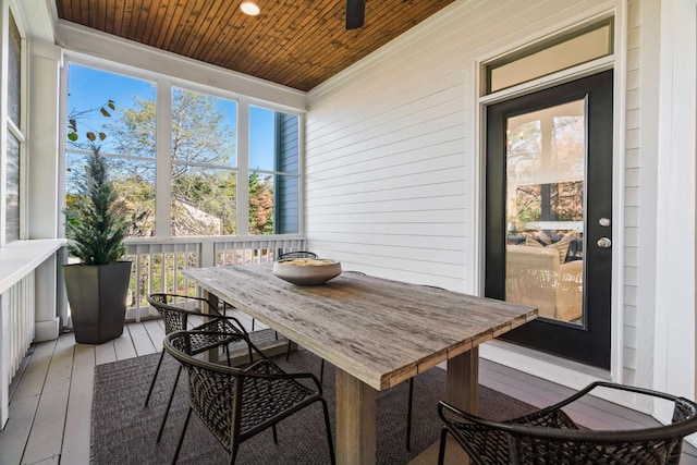 sunroom / solarium with wooden ceiling