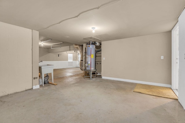 basement with water heater