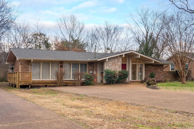 view of single story home