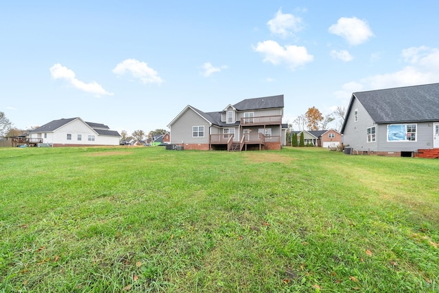 view of yard with a deck