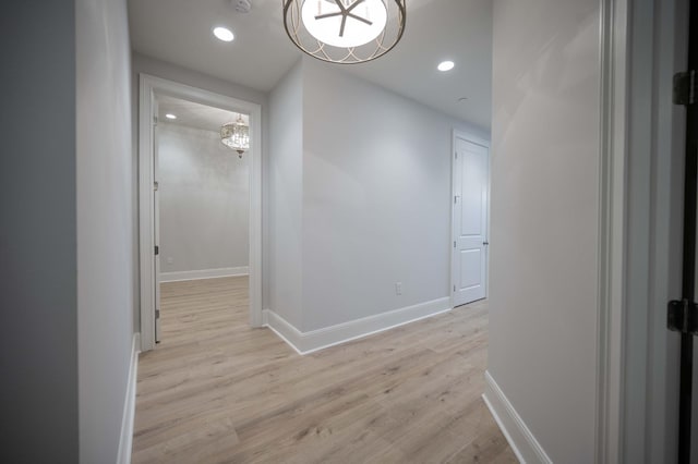 hall featuring light wood-type flooring