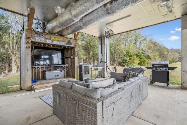 view of patio featuring an outdoor living space and grilling area