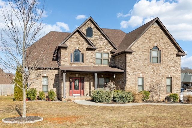 view of front of home featuring a front lawn