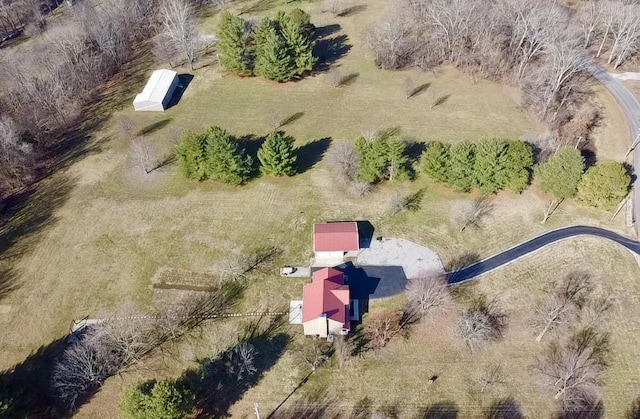 drone / aerial view with a rural view