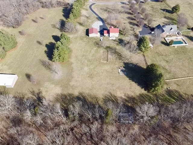 aerial view featuring a rural view