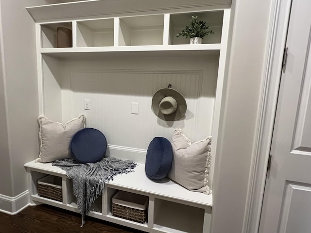 mudroom with dark hardwood / wood-style flooring