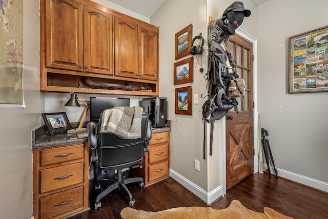 office featuring dark wood-type flooring