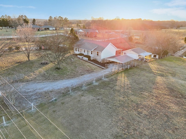 drone / aerial view with a rural view