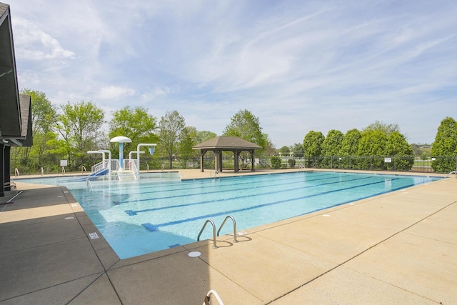 view of pool with a gazebo